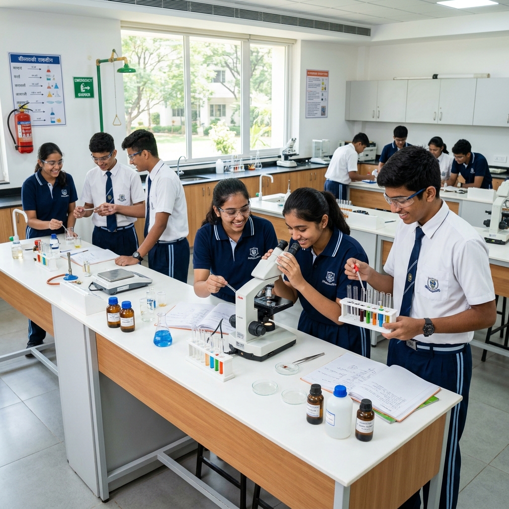 Students in science laboratory